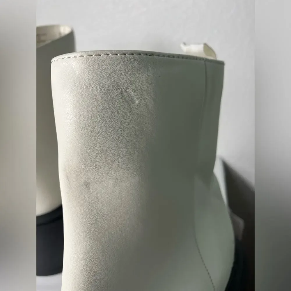 New Bp. Milo White Faux Leather‎ Zip Up Platform Ankle Boots size 7.5 marten